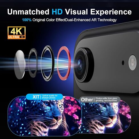 X-it for 2 Pack iPhone 16 Pro Max/15 Pro Max/14 Pro Max/14 Pro/15 Pro/iPhone 16 Pro Camera Lens Protector, Military-Grade Shatterproof Ultra HD 9H Tempered Glass iPhone Camera Lens Protector,Black Red in Kuwait