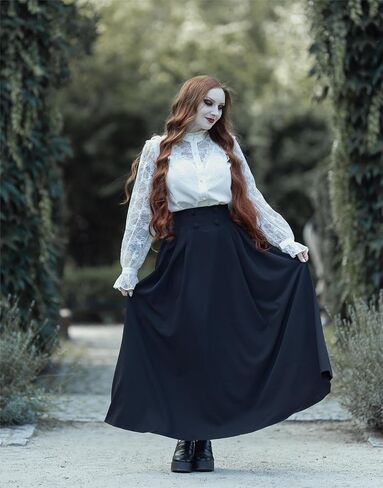 Scarlet Darkness Victorian Skirts for Women Renaissance High Waisted Long Skirt with Pockets in Saudi Arabia