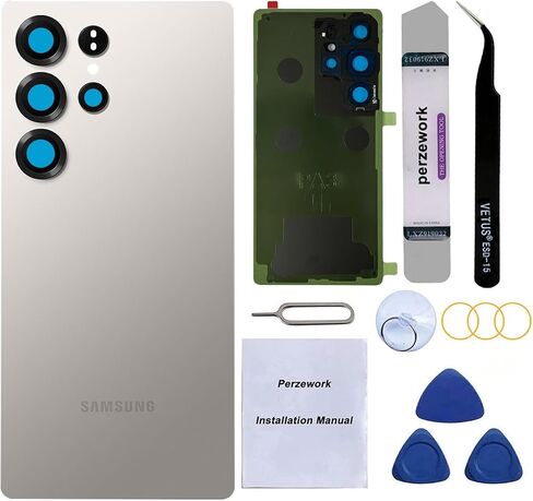 Rear Back Glass Replacement for Samsung Galaxy S25 Ultra 6.9-inches with Reparing Toolkit(Titanium Black) in Kuwait