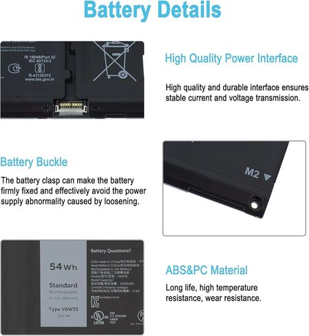 97WH 9JRV0 استبدال بطارية الكمبيوتر المحمول لدقة Dell 3561 3571 3581 3591 Series Latitude 5521 5531 Series Alienware M17 R5 AMD ، M18 R1 ، M18 R1 AMD ، M18 R2 Series 11.4V 8071MAH in Saudi Arabia