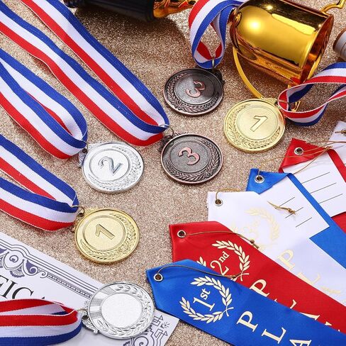 ميداليات جوائز Tondiamo 6 قطع وأشرطة جوائز 6 قطع للمركز الأول والثاني والثالث، وأشرطة جوائز مع بطاقة حدث وحبل، ميداليات جوائز الألعاب للحدث الرياضي لكرة القدم والبيسبول والنشاط المدرسي in Saudi Arabia