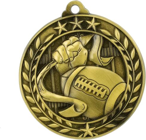Express Medals Personalized Flag Football Gold Medal with Red White & Blue Neck Ribbon Award Trophy WAM9 in Saudi Arabia