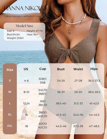 Hanna Nikole Women High Waisted Bikini Sets, Two Piece Swimsuit Tummy Control, Textured Bathing Suits, Tie Knot Swimwear in Saudi Arabia