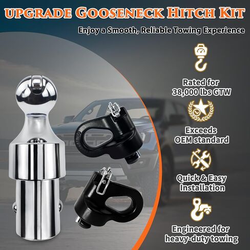 60618 تم ترقيته 38000 رطل نظام عفريت Groenseck Hitch Ball Kit متوافق مع 2013-2025 Dodge RAM 2500 3500 ، 2-5/16 بوصة rososeneck Hitch Ball لسرير الشاحنة مع 2 مرساة سلسلة الأمان in Saudi Arabia