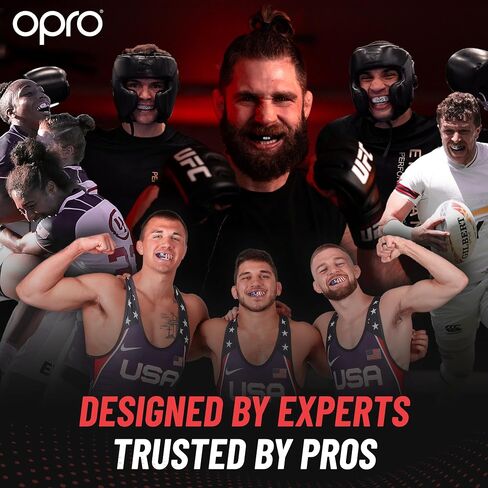 واقي الفم من OPRO Snap-Fit ذو المستوى الفوري + حزام - واقي الفم سريع الحماية لللاكروس، جيو جيتسو، مصارعة الملاكمة MMA وقطعة الفم لكرة القدم - يتضمن حافظة حماية الفم (للبالغين، أزرق) in Kuwait
