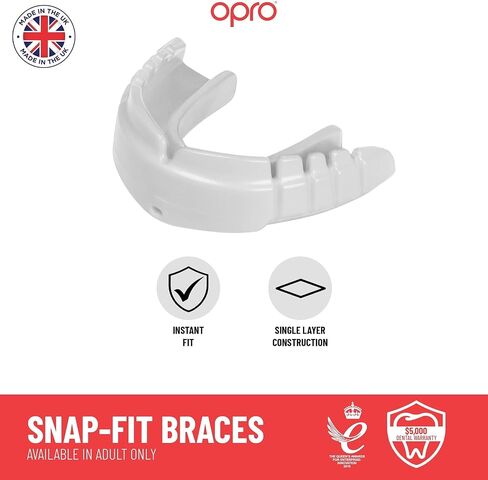 OPRO Snap-Fit Instant Level Braces Mouth Guard + Strap – Quick Protection Mouthguard for Lacrosse, jiu Jitsu, MMA Boxing Wrestling & Football Mouthpiece – Includes Mouth Guard Case (Adult, Blue) in Kuwait