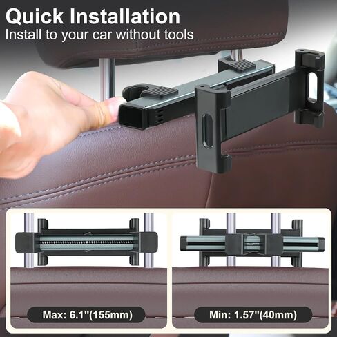 Kairiyard Tablet Holder for Car, 3 in 1 Extension Arm Adjustable Car Headrest Tablet Holder Road Trip Essentials Back Seat Tablets Cars Mount Compatible with iPad Pro, Air, Mini, 4.7-11" Devices in Saudi Arabia