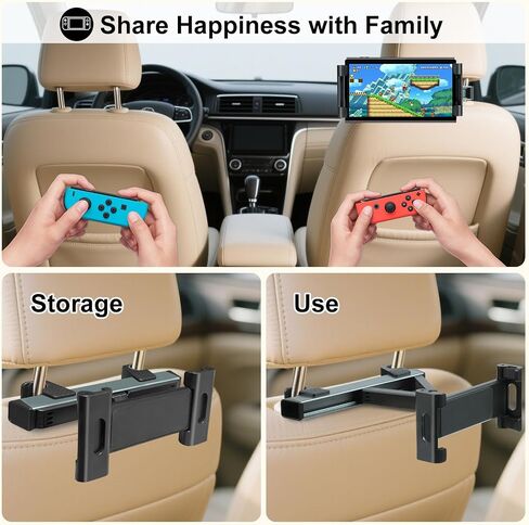 Kairiyard Tablet Holder for Car, 3 in 1 Extension Arm Adjustable Car Headrest Tablet Holder Road Trip Essentials Back Seat Tablets Cars Mount Compatible with iPad Pro, Air, Mini, 4.7-11" Devices in Saudi Arabia