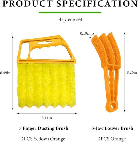 2 PCS Blind Cleaner Duster Tool, Window Venetian Hand-held 7 Finger Dusting Cleaner Brush, Blinds Cleaning Brush Tool for Window Shutters Air Conditioner, Car Accessories (Blue+Green) in Saudi Arabia