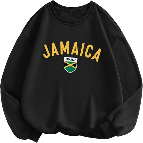 SweatyRocks Women's Jamaica Letter Graphic Sweatshirts Long Sleeve Casual Pullover Top in Saudi Arabia