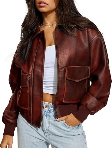 سترة جلدية فواكد للسيدات عصري 2025 Zip Zip up up up up ust jack stack acoats خريف الشتاء in Kuwait