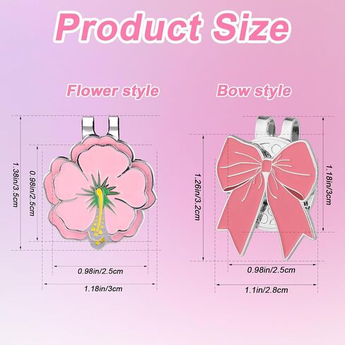 2pcs Magnetic Golf Ball Marker with Hat Clip, Pink Flower and Bow Shapes Strong Magnet Golf Cap Marker Accessories for Women Men Golfers Gloves Bag Hat Decoration in Saudi Arabia