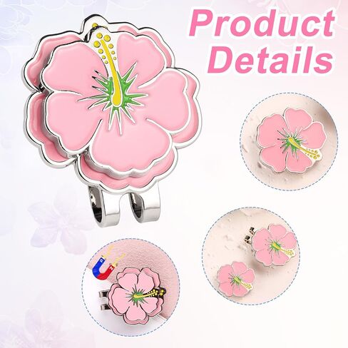 2pcs Magnetic Golf Ball Marker with Hat Clip, Pink Flower and Bow Shapes Strong Magnet Golf Cap Marker Accessories for Women Men Golfers Gloves Bag Hat Decoration in Saudi Arabia
