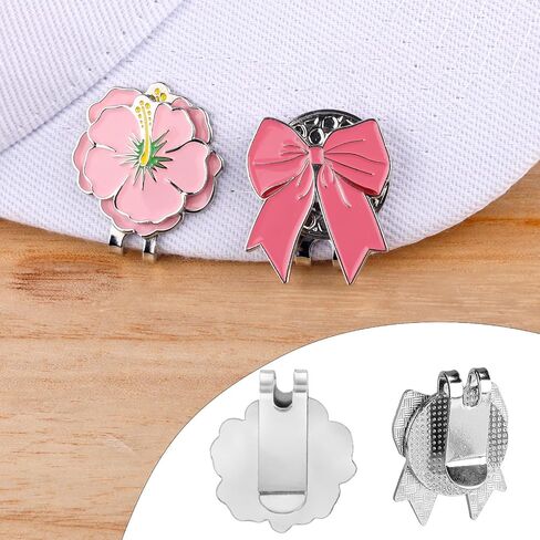 2pcs Magnetic Golf Ball Marker with Hat Clip, Pink Flower and Bow Shapes Strong Magnet Golf Cap Marker Accessories for Women Men Golfers Gloves Bag Hat Decoration in Saudi Arabia
