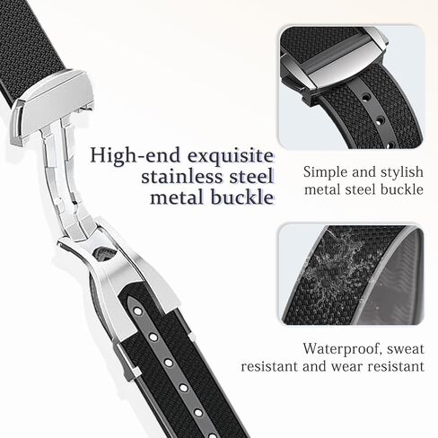 Strap for Omega×Swatch MoonSwatch Watch, 20mm Curved No Gap Rubber Strap,Folding Buckle Band Compatible with Omega×Swatch Moonswatch Speedmaster Watch Men Women-Black in Kuwait