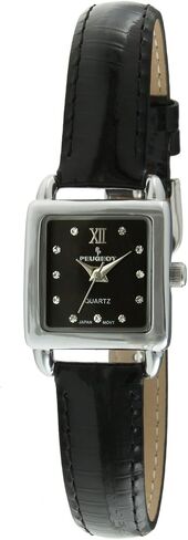 Peugeot 3034BR Ladies Mini Square Gold Gold Tone Crystal معلمه حزام جلدي بني in Kuwait