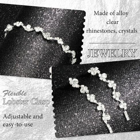 Rhinestone Jewelry Set Necklace Bracelet Earrings Set Sparkly Crystal Necklace Bridal Wedding Prom Costume Jewelry Sets for Bride Bridesmaid Women in Saudi Arabia