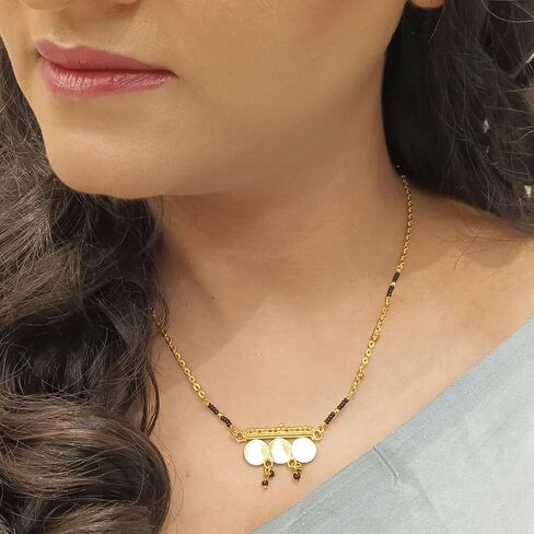 Efulgenz الهندي طويل Mangalsutra للنساء الذهب لهجة الأسود الخرز سلسلة Mangalsutra الهندي بوليوود العتيقة التقليدية الذهب قلادة قلادة مجوهرات للنساء in Saudi Arabia