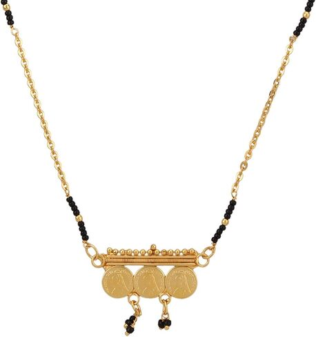 Efulgenz الهندي طويل Mangalsutra للنساء الذهب لهجة الأسود الخرز سلسلة Mangalsutra الهندي بوليوود العتيقة التقليدية الذهب قلادة قلادة مجوهرات للنساء in Saudi Arabia