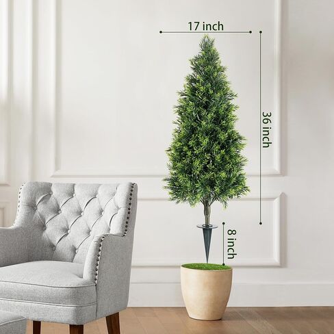 Artificial Cedar Topiary Ball Trees Set of 2,16In UV-Resistant Faux Shrubs for Outdoor Decor Realistic Fake Plants Front Porch Decor, Artificial Bushes Cypress for Home Front Door Offices in Saudi Arabia