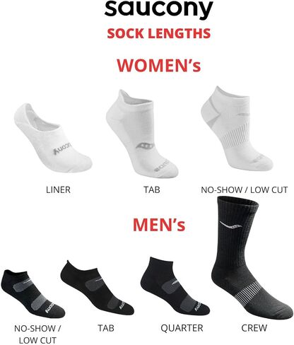 Saucony Women's RunDry Performance Heel Tab Athletic Socks, Available in S-L (8, 16, 24 Pairs), Charcoal Assorted (8 Pairs), Medium in Saudi Arabia