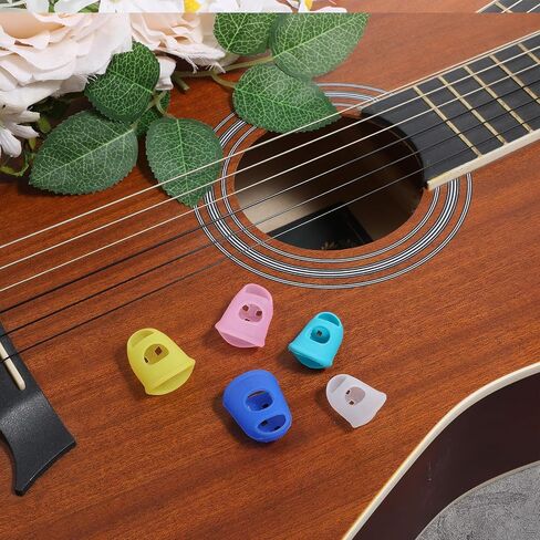 50 Pcs Guitar Fingertip Protector Silicone Finger Protectors, Multicolor Guitar Finger Covers 5 Sizes Anti Slip Fingertip Protection Covers Caps for Bass Players, Beginner Playing Ukulele Breathable in Saudi Arabia