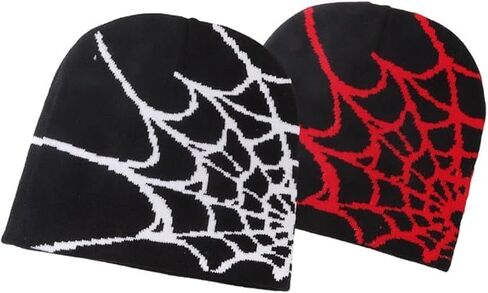 Black y2k Spider Beanie hat (US, Alpha, One Size, Black) in Saudi Arabia