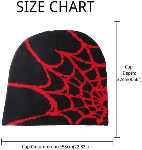 Black y2k Spider Beanie hat (US, Alpha, One Size, Black) in Saudi Arabia