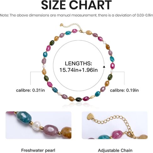 Colorful Beaded Necklace for Women Multicolored Freshwater Pearl Strand Necklace Adjustable Necklace Y2K Trendy Pearl Necklace Jewelry Gifts for Birthday in Kuwait