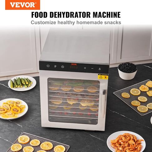VEVOR Food Dehydrator Machine, 12 Stainless Steel Trays, 850W Electric Food Dryer with Adjustable Temperature & 24-Hour Timer, Freeze Dryer for Jerky, Meat, Fruit, Vegetables, Herbs, Dog Treats in Saudi Arabia