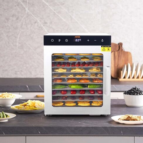 VEVOR Food Dehydrator Machine, 12 Stainless Steel Trays, 850W Electric Food Dryer with Adjustable Temperature & 24-Hour Timer, Freeze Dryer for Jerky, Meat, Fruit, Vegetables, Herbs, Dog Treats in Saudi Arabia