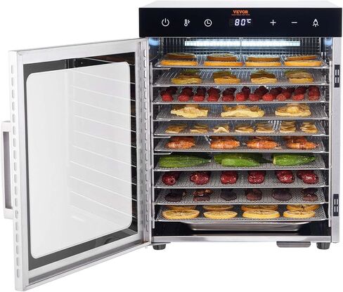 VEVOR Food Dehydrator Machine, 12 Stainless Steel Trays, 850W Electric Food Dryer with Adjustable Temperature & 24-Hour Timer, Freeze Dryer for Jerky, Meat, Fruit, Vegetables, Herbs, Dog Treats in Saudi Arabia