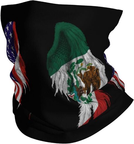 America Flag and Mexican Flag Wings Seamless Neck Gaiter Face Mask Seamless UV Protection Shield Scarf Bandana for Motorcycle Cycling Riding Running Headbands White in Saudi Arabia