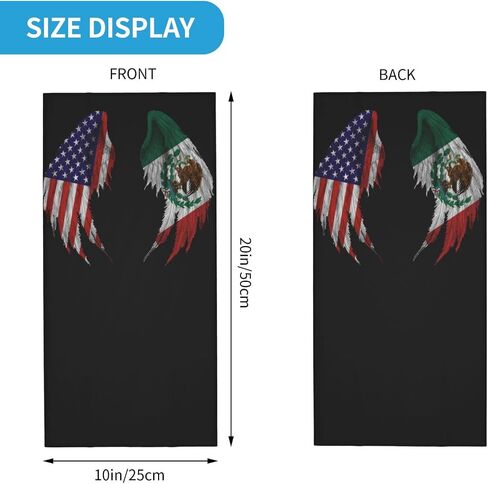 America Flag and Mexican Flag Wings Seamless Neck Gaiter Face Mask Seamless UV Protection Shield Scarf Bandana for Motorcycle Cycling Riding Running Headbands White in Saudi Arabia