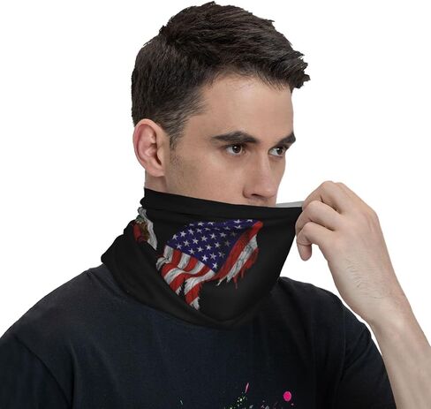 America Flag and Mexican Flag Wings Seamless Neck Gaiter Face Mask Seamless UV Protection Shield Scarf Bandana for Motorcycle Cycling Riding Running Headbands White in Saudi Arabia
