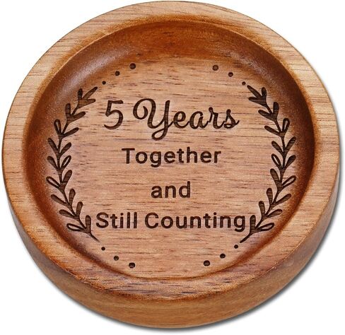 Wood Ring Dish 5 Year Anniversary Wood Gifts for Her Him, 5th Wooden Gift for Wife Husband, 5 Year Marriage Anniversary Wedding Couple Gifts Jewelry Dish for Women Men Boyfriend Girlfriend in Saudi Arabia