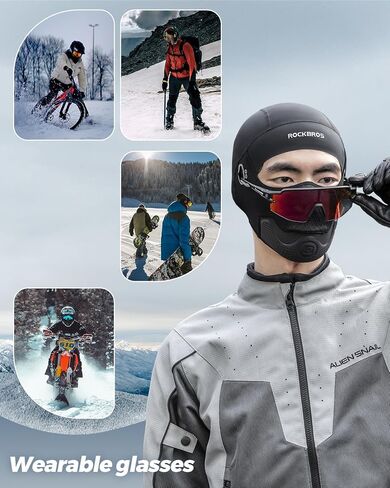 ROCKBROS Balaclava Ski Mask Fully Inclusive Anti-Fall Pad Headgear Fleece Balaclava for Men Bicycle Motorcycle Warm Ski Mask Black in Saudi Arabia