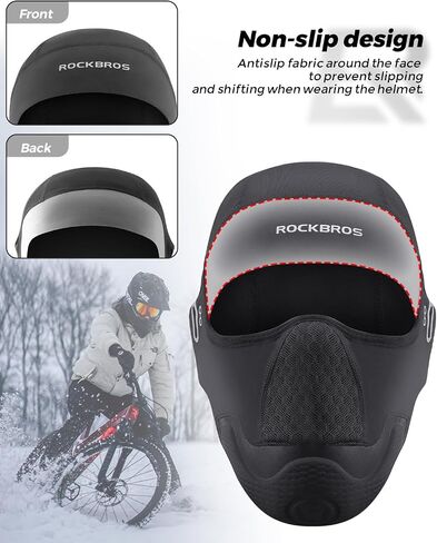 ROCKBROS Balaclava Ski Mask Fully Inclusive Anti-Fall Pad Headgear Fleece Balaclava for Men Bicycle Motorcycle Warm Ski Mask Black in Saudi Arabia