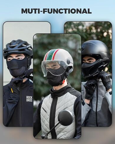 ROCKBROS Balaclava Ski Mask Fully Inclusive Anti-Fall Pad Headgear Fleece Balaclava for Men Bicycle Motorcycle Warm Ski Mask Black in Saudi Arabia
