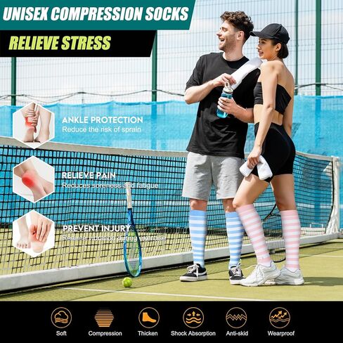Genovega 3 Packs Wide Calf Compression Socks for Women Men Knee Hight S/M-4XL for Gifts in Kuwait