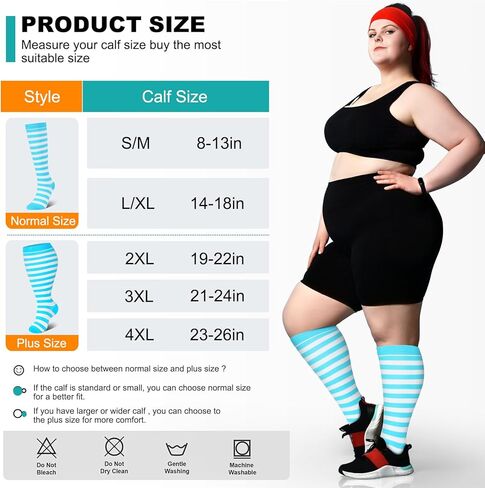 Genovega 3 Packs Wide Calf Compression Socks for Women Men Knee Hight S/M-4XL for Gifts in Kuwait