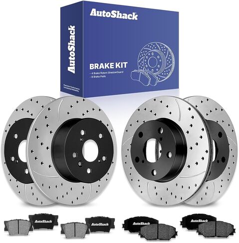 Autoshack Brake Kit Replacement for 2006-2018 Toyota Rav4 2010-2012 exus HS250H 2.4L 2.5L 4WD AWD FWD الخلفية الأمامية الخلفية المغطاة بالقرص المغطى بالقرص المغطى بالقرص الخزفي SCD1210PR41442 in Saudi Arabia