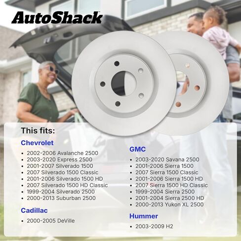 AutoShack Black Hat Drilled and Slotted Brake Rotors Front Brake Rotor Replacement Kit for Chevrolet Express 2500 Suburban 2500 Silverado 1500 Classic GMC Savana 2500 Sierra 1500 Classic RWD PR65058LR in Kuwait