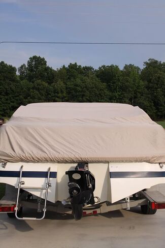 Vortex Direct Tan/Beige 26' Vhull Fish Ski Runabout Cover for 24'1" to 25 to 26 FT Boat, Up to 108" Beam in Saudi Arabia