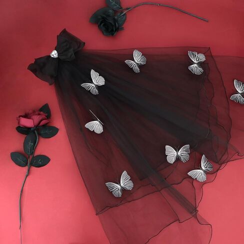 Semato Black Gloves and Black Veils for Women Bride Wedding Halloween Costume Party Accessories in Saudi Arabia