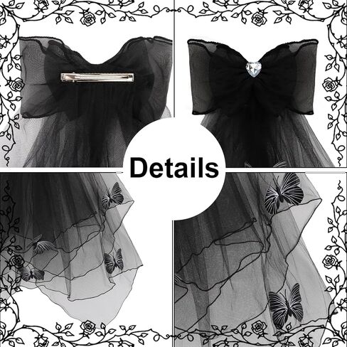 Semato Black Gloves and Black Veils for Women Bride Wedding Halloween Costume Party Accessories in Saudi Arabia