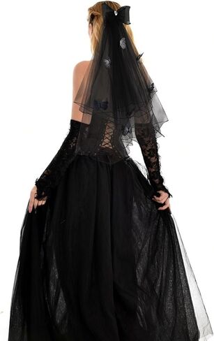 Semato Black Gloves and Black Veils for Women Bride Wedding Halloween Costume Party Accessories in Saudi Arabia