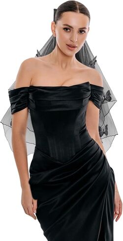 Semato Black Gloves and Black Veils for Women Bride Wedding Halloween Costume Party Accessories in Saudi Arabia
