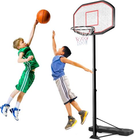 Giantex Portable Basketball Hoop 10 Ft, Adjustable Height 6.5-10 Ft, 43 Inch Backboard Basketball Goal, Suit for Court, Driveway, Garage, Indoor Outdoor Basketball Hoop for Kids, Youth, Junior in Saudi Arabia
