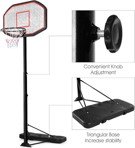 Giantex Portable Basketball Hoop 10 Ft, Adjustable Height 6.5-10 Ft, 43 Inch Backboard Basketball Goal, Suit for Court, Driveway, Garage, Indoor Outdoor Basketball Hoop for Kids, Youth, Junior in Saudi Arabia